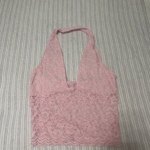 SHEIN Pink Lace Halter Top NEVER WORN